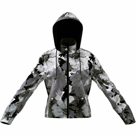 NWT adidas Allover Floral Print Lightweight Woven Warm Up Jacket Full Hood & Zip - Picture 1 of 7